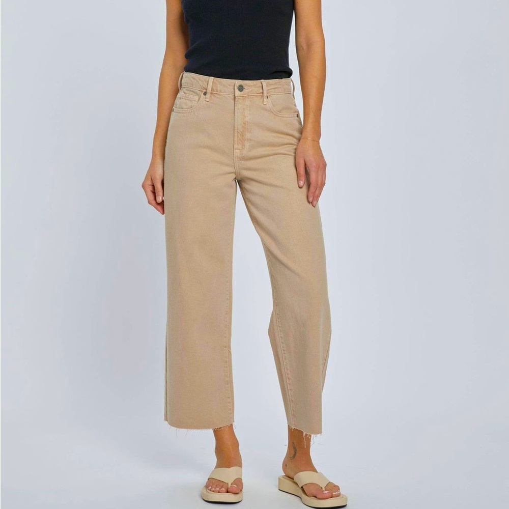 Wide Ankle Crop Pants - Beige